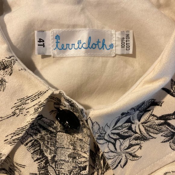 Toddler Girls Cotton Button Front Jacket Size 4T Ivory Black Terricloth - Picture 6 of 6